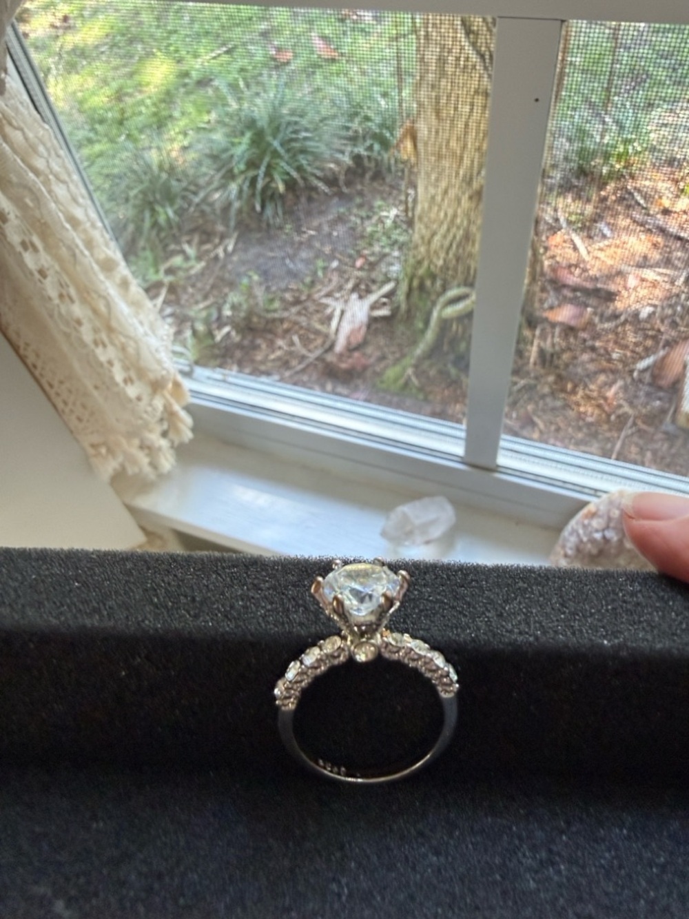 Sterling Silver Cubic Zirconia Solitaire Ring Size 9 - Picture 8 of 8